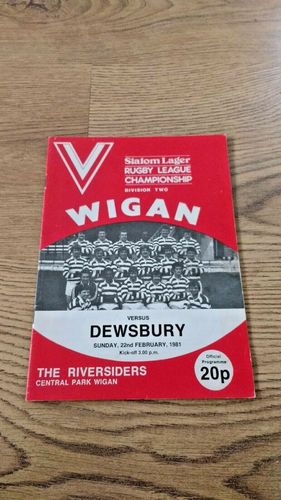 Wigan v Dewsbury Feb 1981 Rugby League Programme