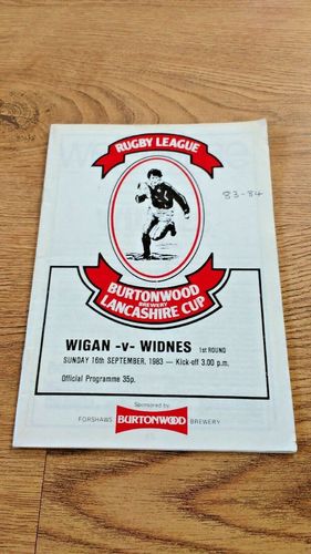 Wigan v Widnes Sept 1983 Lancashire Cup Rugby League Programme