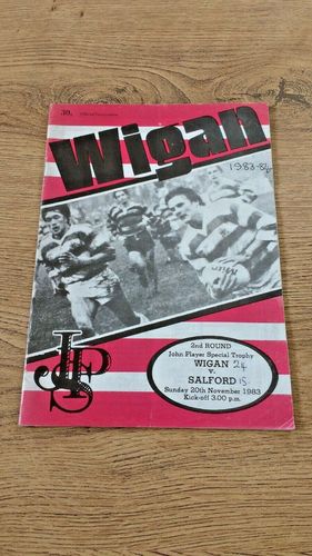 Wigan v Salford Nov 1983 John Player Special Trophy Rugby League Programme