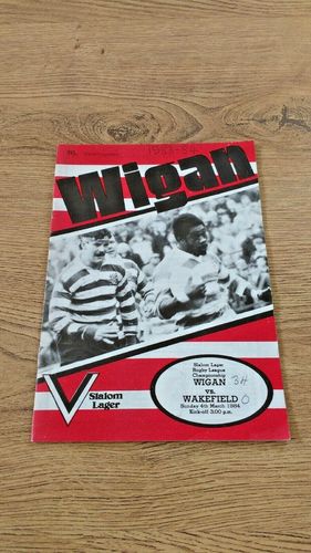 Wigan v Wakefield Mar 1984 Rugby League Programme