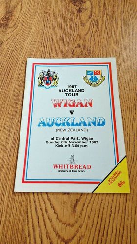 Wigan v Auckland (New Zealand) Nov 1987 Rugby League Programme