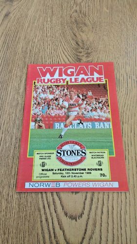 Wigan v Featherstone Rovers Nov 1989 Rugby League Programme
