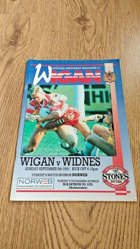 Wigan v Widnes Sept 1991 Rugby League Programme