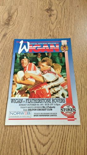 Wigan v Featherstone Rovers Oct 1991 Rugby League Programme