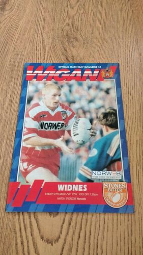 Wigan v Widnes Sept 1992 Rugby League Programme