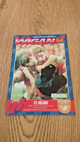 Wigan v St Helens Apr 1993 Rugby League Programme