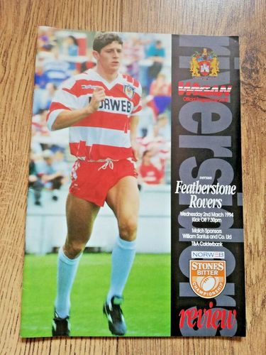 Wigan v Featherstone Rovers Mar 1994 Rugby League Programme