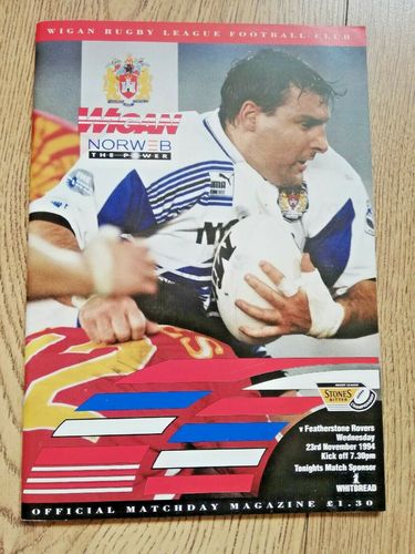 Wigan v Featherstone Rovers Nov 1994 Rugby League Programme