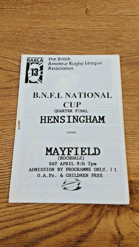 Hensingham v Mayfield Apr 1995 National Cup Quarter-Final Rugby League Programme