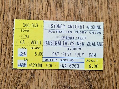 Australia v New Zealand 1st Test 1984 Used Rugby Ticket
