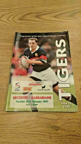 Leicester v Barbarians Feb 1997 Rugby Programme