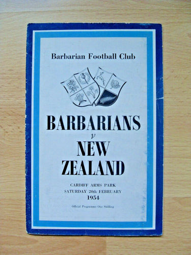 Barbarians v New Zealand 1954 Signed Rugby Programme