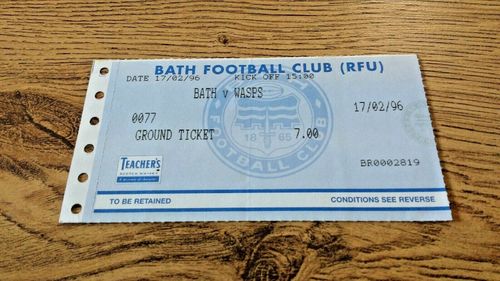 Bath v Wasps Feb 1996 Used Rugby Ticket