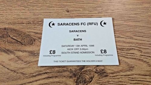 Saracens v Bath Apr 1996 Used Rugby Ticket