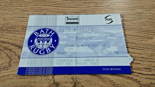 Bath v Brive Sept 1997 Heineken Cup Used Rugby Ticket