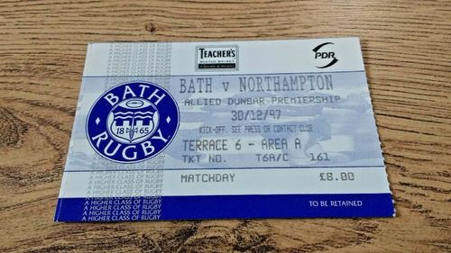 Bath v Northampton Dec 1997 Used Rugby Ticket
