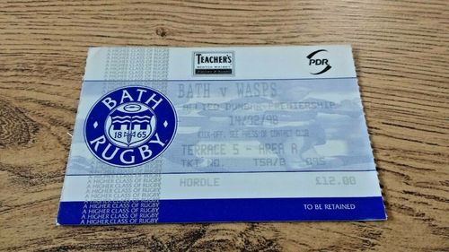 Bath v Wasps Feb 1998 Used Rugby Ticket