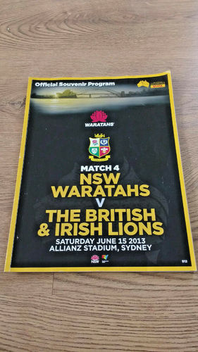 New South Wales Waratahs v British Lions June 2013 Rugby Programme