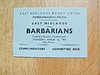 East Midlands v Barbarians 1973 Used Committee Box Rugby Ticket