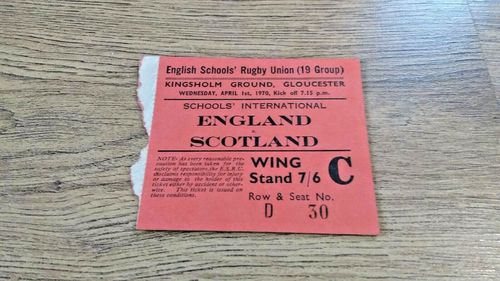 England U19 v Scotland U19 Apr 1970 Used Rugby Ticket