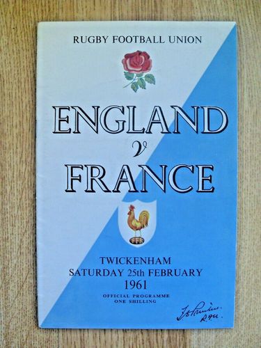 England v France 1961 Signed Rugby Programme