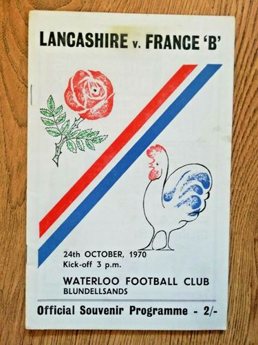 Lancashire v France B Oct 1970 Rugby Programme