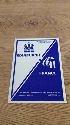 Edinburgh v France Sept 1987 Rugby Programme