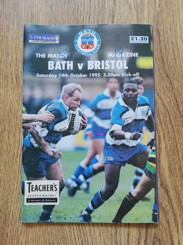 Bath v Bristol Oct 1995 Rugby Programme