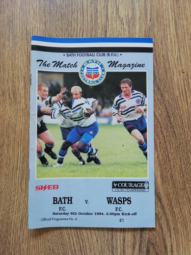 Bath v Wasps Oct 1994 Rugby Programme