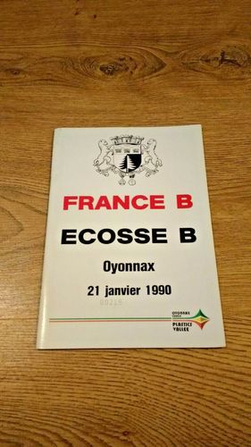 France B v Scotland B Jan 1990 Rugby Programme