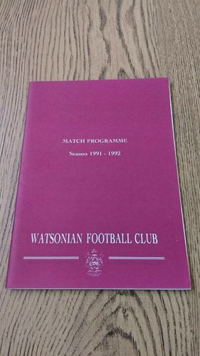 Watsonians v Heriot's FP Nov 1991 Rugby Programme