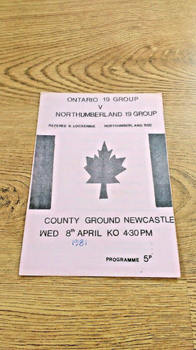 Northumberland 19 Group v Ontario 19 Group Apr 1981 Rugby Programme