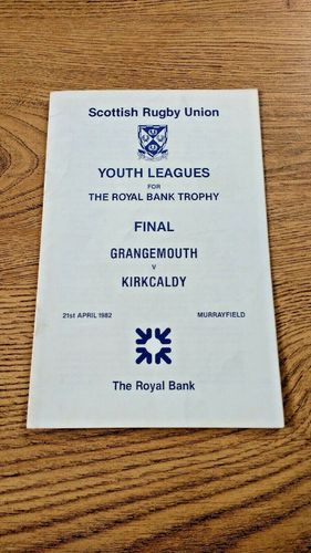 Grangemouth v Kirkcaldy Apr 1982 SRU Youth Leagues Final Rugby Programme