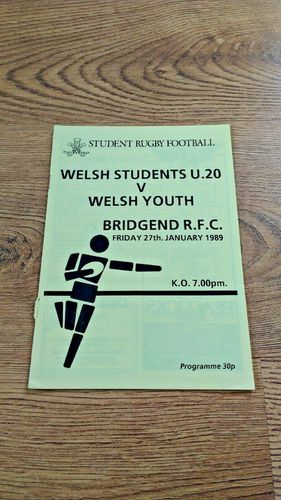 Welsh Students U20 v Welsh Youth Jan 1989 Rugby Programme