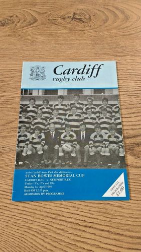 Cardiff v Newport U15, U17, U19 Apr 1991 Rugby Programme