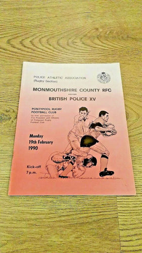 Monmouthshire County v British Police XV 1990 Rugby Union Programme