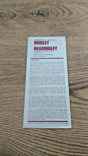 Morley v Headingley Apr 1977 Yorkshire Cup Semi-Final Rugby Programme