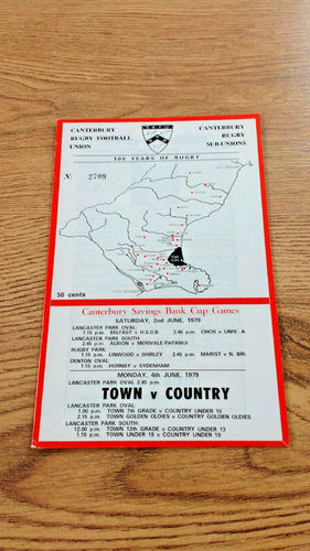 Town v Country June 1979 Rugby Programme