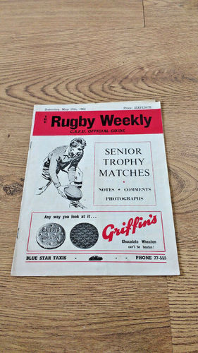 Varsity v Linwood May 1962 Rugby Programme