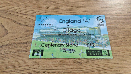 England A v Otago Jan 1997 Used Rugby Ticket