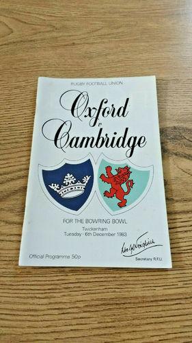 Oxford University v Cambridge University Dec 1983 Rugby Programme