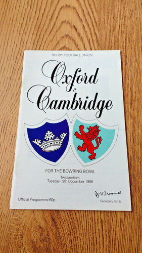 Oxford University v Cambridge University Dec 1986 Rugby Programme