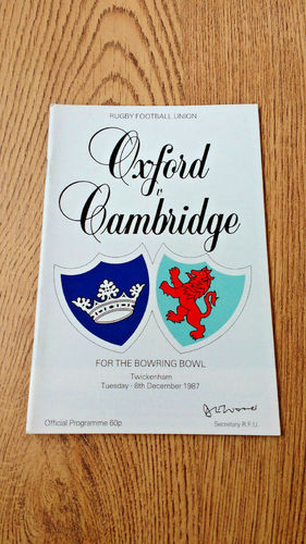 Oxford University v Cambridge University Dec 1987 Rugby Programme