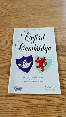 Oxford University v Cambridge University Dec 1988 Rugby Programme