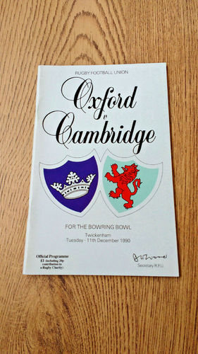 Oxford University v Cambridge University Dec 1990 Rugby Programme