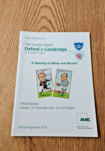 Oxford University v Cambridge University Dec 2001 Rugby Programme