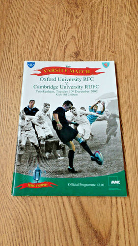 Oxford University v Cambridge University Dec 2002 Rugby Programme