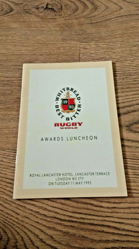 Rugby World Awards 1993 Luncheon Menu