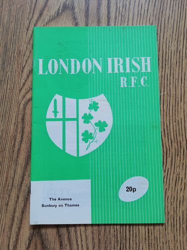 London Irish v Waterloo Nov 1979 Rugby Programme