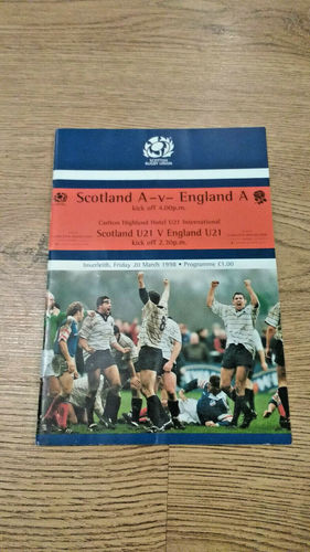 Scotland A v England A Mar 1998 Rugby Programme